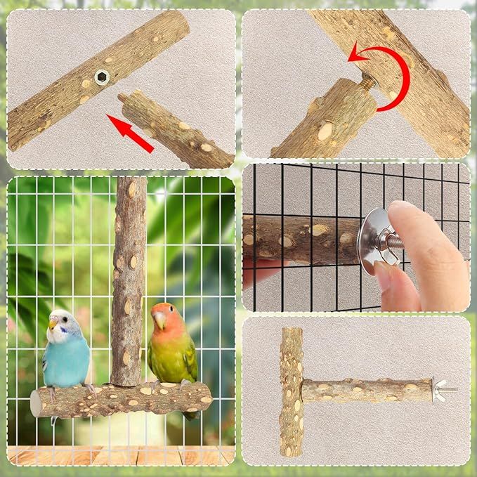 Bird Perches 4pcs Natural Wood Birds Stand Branch