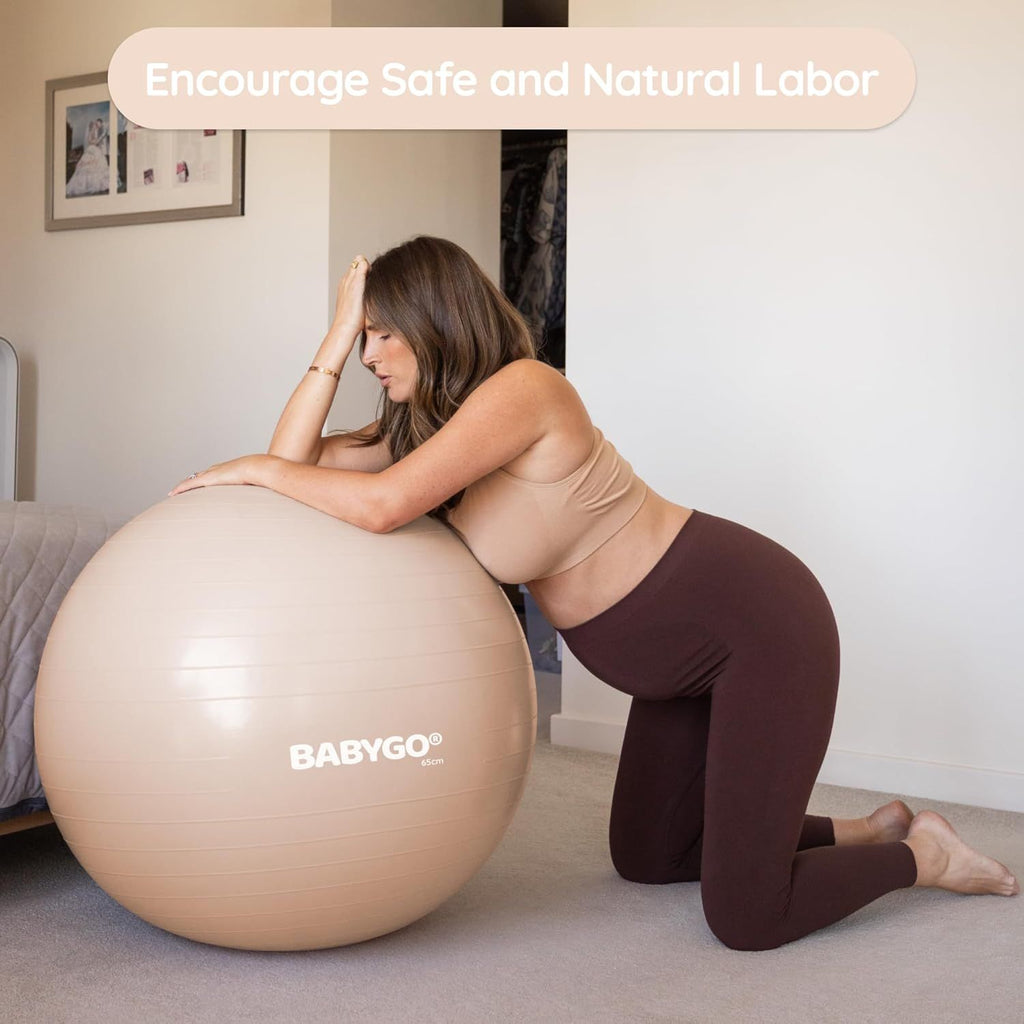 Birthing Ball - Pregnancy Yoga Labor & Exercise Ball & Book Set Trimester Targeting, Maternity Physio, Birth & Recovery Plan Included Anti Burst Eco Friendly