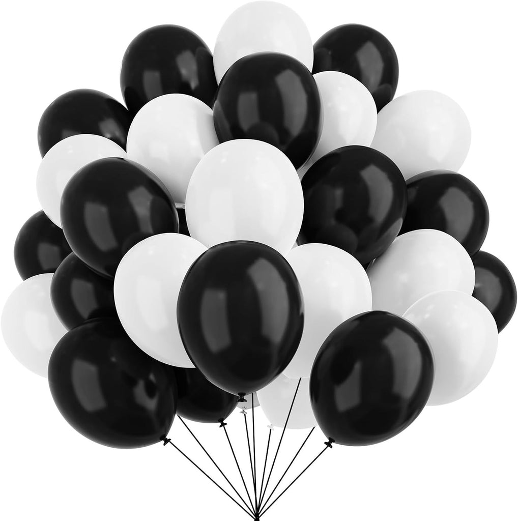 Black and White Balloons, 67pcs 12 Inch White Black Thickened Latex Balloons for Birthday, Anniversary, Wedding, Graduation Party Decoration…