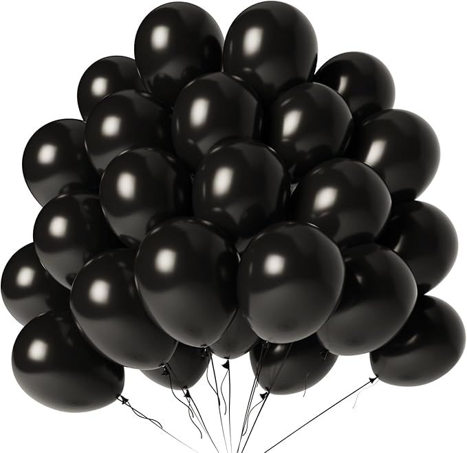 Black Balloons 100 Pack 12 Inch Black Latex Balloon for Graduation Halloween New Year Anniversary Birthday Party Decorations