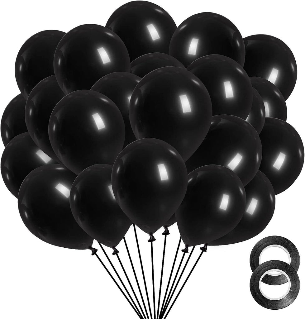 Black Balloons 12 inch, 100 Pack Black Latex Balloons for Birthday Graduation Halloween Baby Shower Father's Day Party Decorations