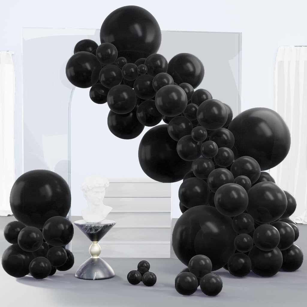 Black Balloons 140 pcs Different Sizes Pack of 18 12 10 5 Inch Matte Black Latex Balloon Arch Kit Garland