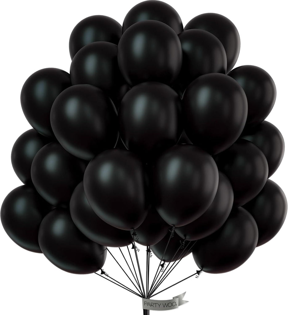 Black Balloons 50 pcs 12 Inch Latex Helium Matte Black Balloons for Baby Shower