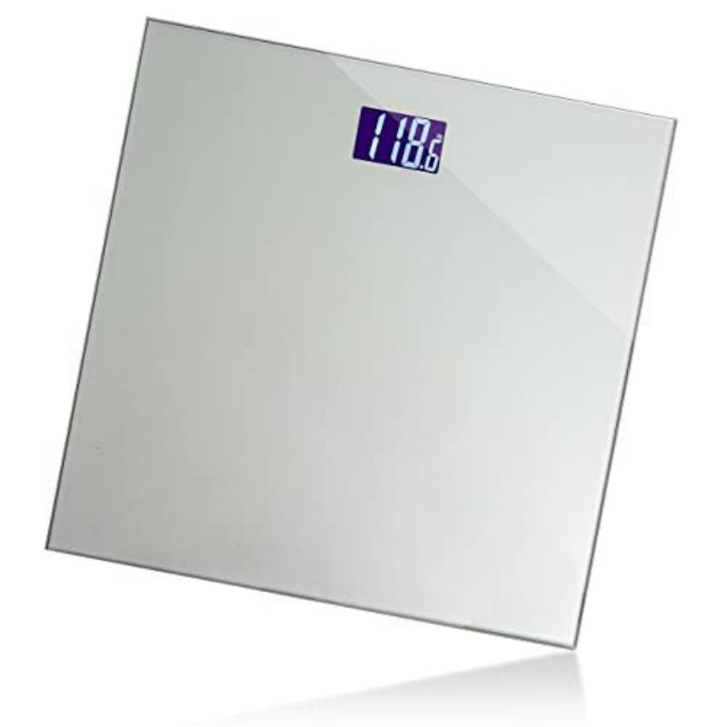 Black Digital Bathroom Scale for Body Weight, Smart Step-On Technology, Backlit LCD Display, High Accuracy Weight Scale 400lb/180kg, Glass Slim Design, Auto On/Off, Home Use