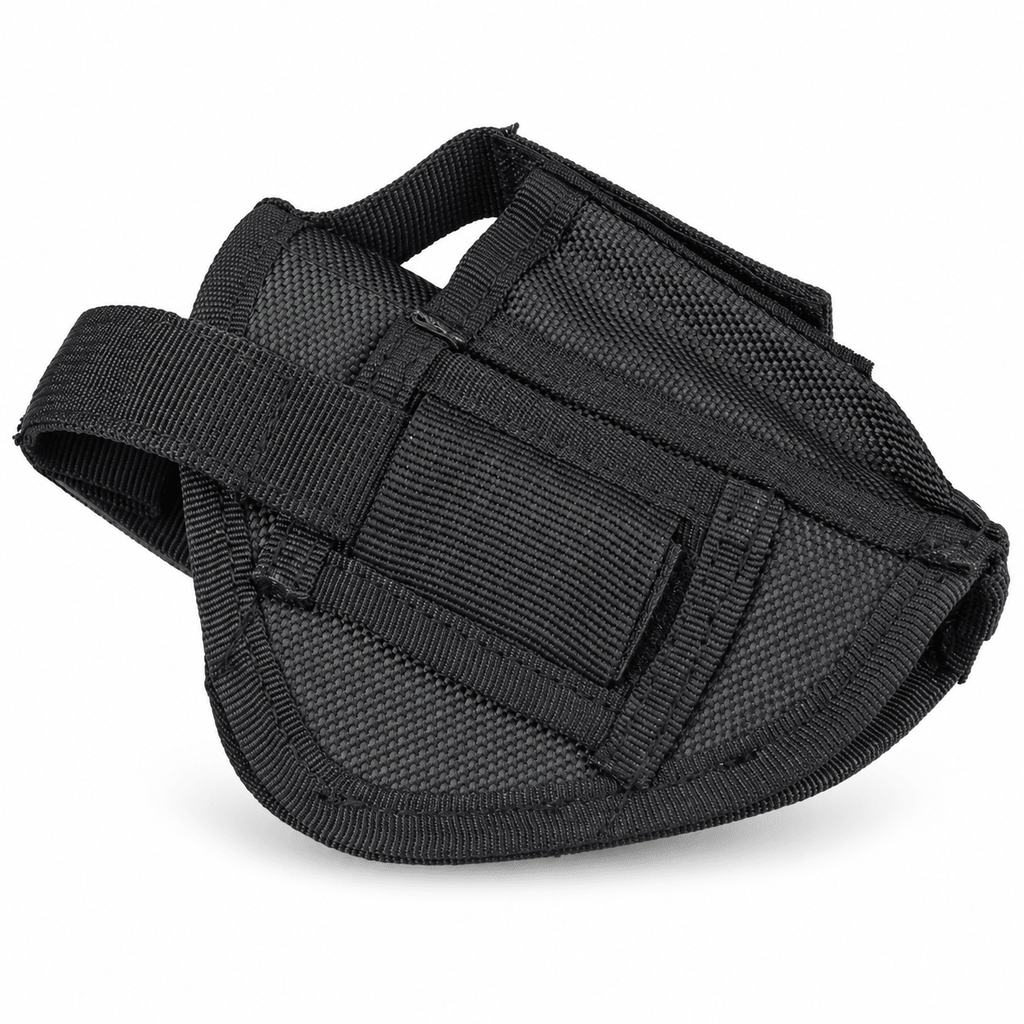 Black Fabric Belt Pouch, Compact Waist Carry Sleeve with Wide Webbing