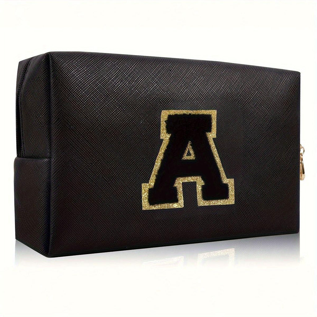 Black personalized first letter travel wash bag