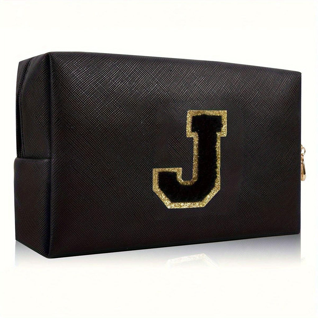 Black personalized first letter travel wash bag