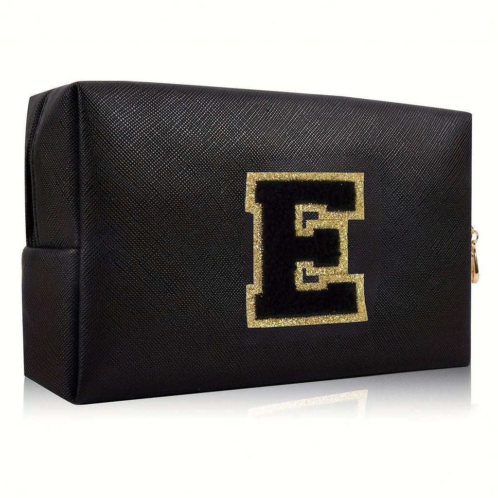 Black personalized first letter travel wash bag