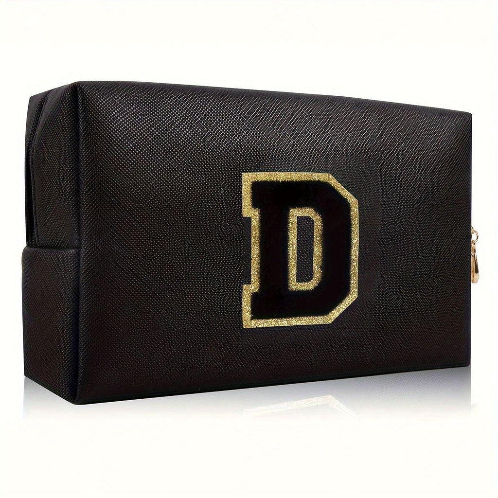 Black personalized first letter travel wash bag
