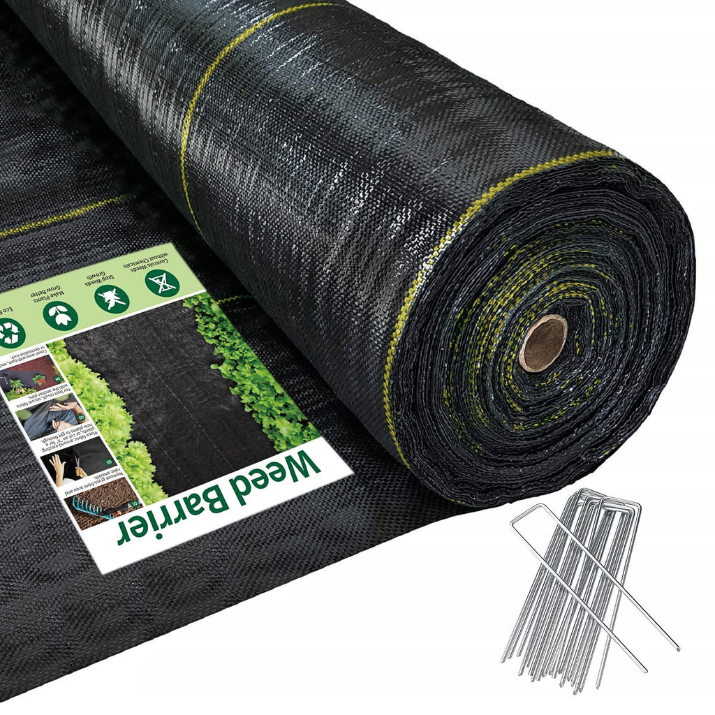 Black Weed Barrier 3.5oz Landscape Premium Fabric-Heavy Duty Woven Ground Cloth with Superior Permeability Weed Control Convenient Design