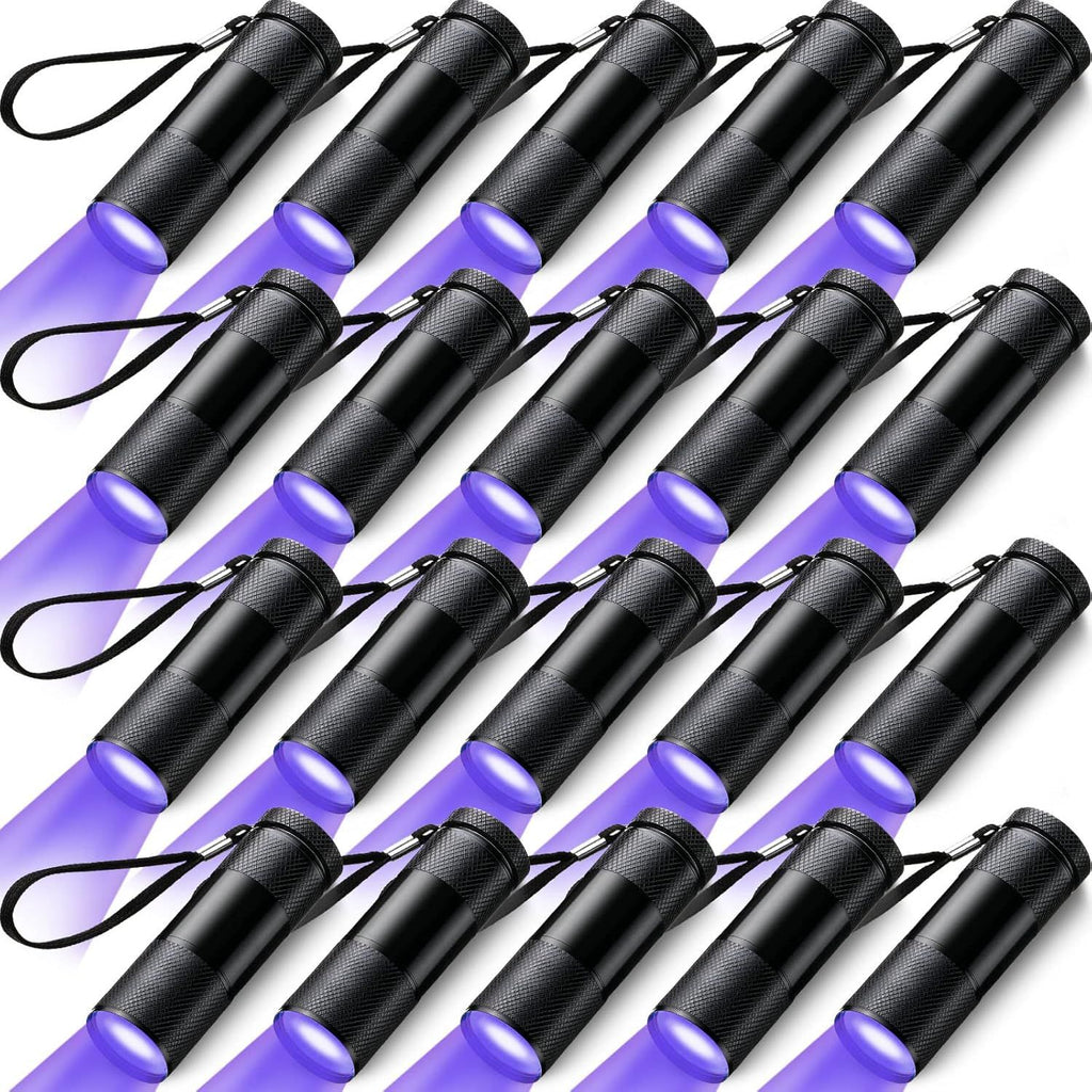 Blacklight Flashlights Small UV Lights 395nm LED Portable Ultraviolet Light Detector Mini Flashlight Torch for House Dog Cat Pets Urine Stains Bed Bugs(20 Pcs)