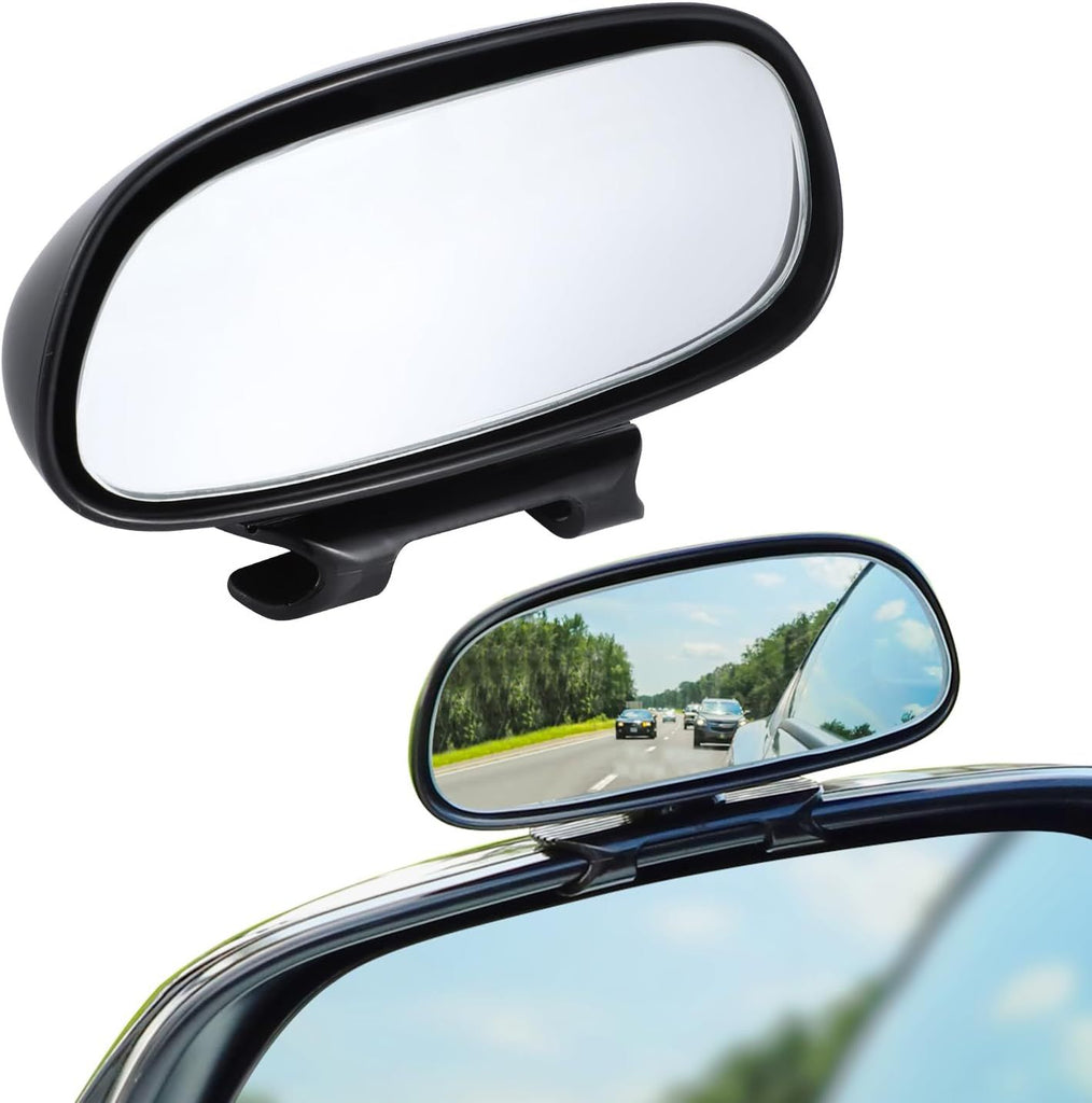 Blind Spot Mirror, HD Glass Frameless Convex Rear View Mirrors Exterior Accessories with Wide Angle Adjustable Stick for Car SUV and Trucks, Black
