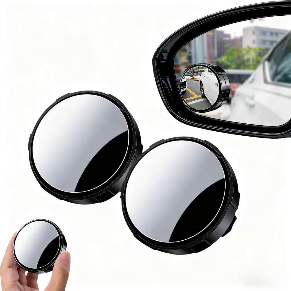 Blind Spot Mirrors 2 Pack, HD Glass Convex Blindspot Mirror with Vacuum Suction Cup, Side Mirror Blindspot with Wide Angle Adjustable for Cars, SUVs, Trucks, and Motorcycles
