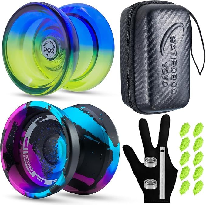 Blue Green + M18 YoYo Black Blue Pink Perfect Set, Dual Mode yoyo Suitable for Yo-yo Beginners and Adult Professional Players, yoyo Tricks Performance