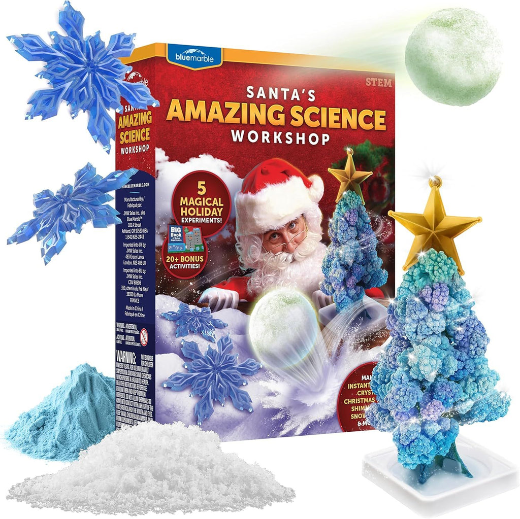 Blue Marble Santa's Christmas Science Workshop - Holiday STEM Kit for Kids with 5 Magical Experiments & 20 Bonus Activities, Educational Science Kit, for Kids Age 8 and Up