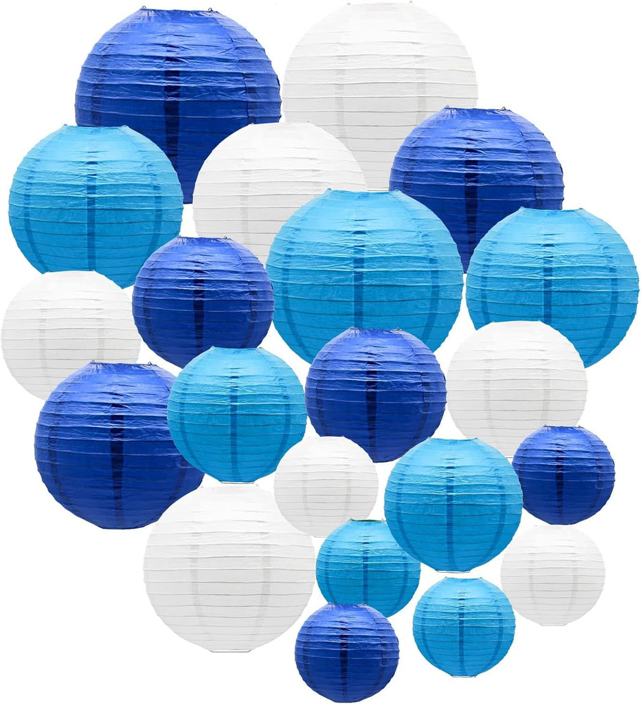 Blue Paper Lanterns Decorative, Hanging Round Paper Lantern Party Supplies