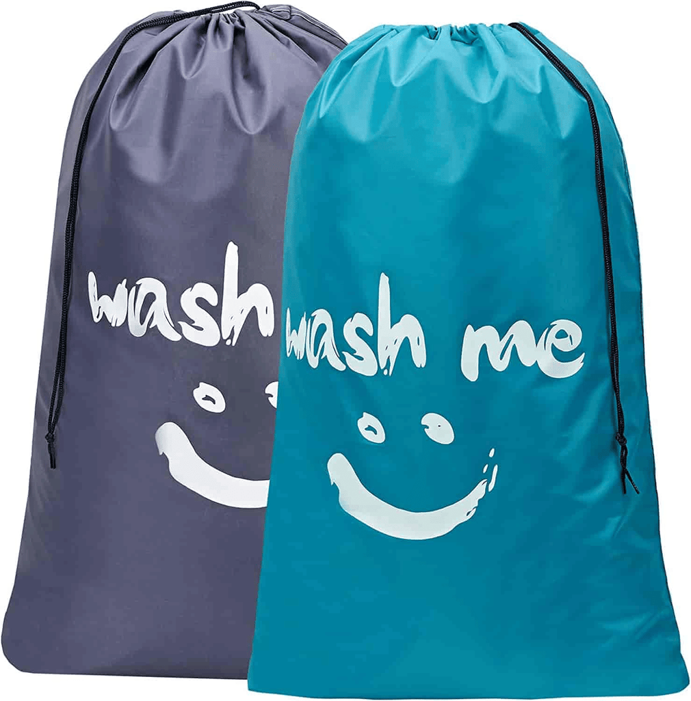 Blue smiley face drawstring storage bag, large capacity dustproof and moisture-proof, super practical for travel storage and clothing packaging