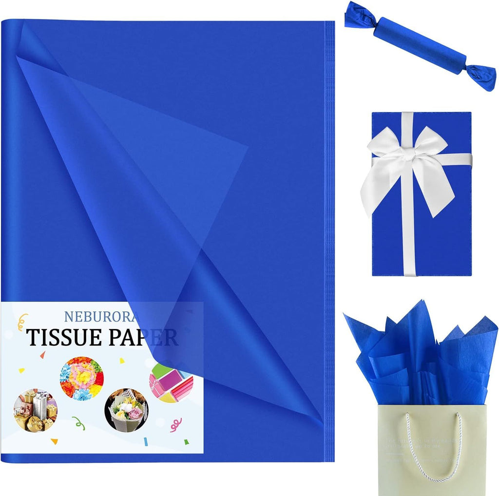 Blue Tissue Paper for Gift Bags - 60 Sheets, 14 X 20 Inch Navy Packaging Paper for Gift Wrap, Filler, Art Crafts, DIY, Birthday, Wedding, Baby Shower