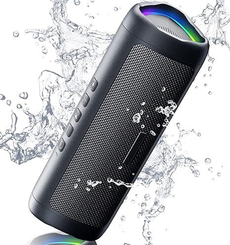 Bluetooth Speaker Stocking Stuffers for Men Women Teens Boys Girls: Portable Wireless, IPX5 Waterproof, White Elephant Gifts for Adults, Up to 20H Playtime, TWS Pair, for Home/Party/Outdoor (Black)