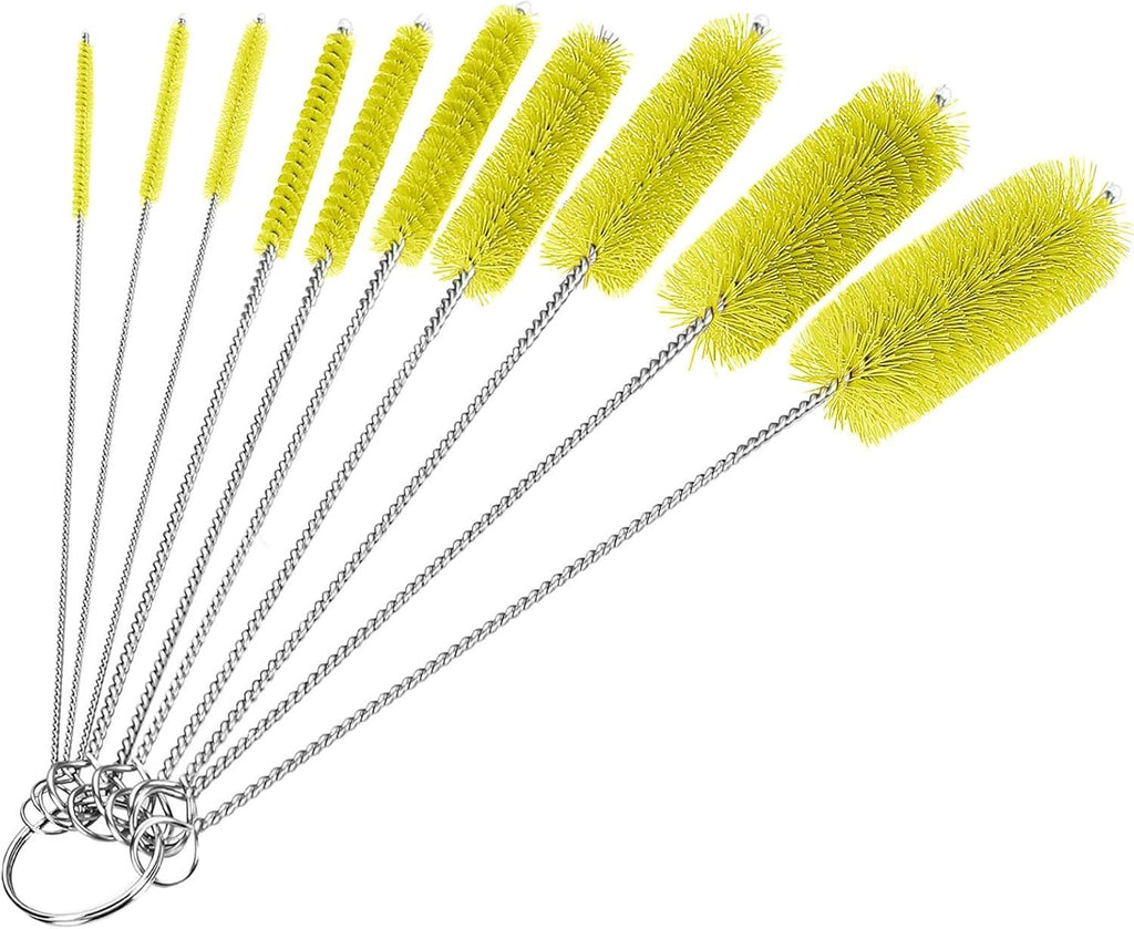 Bottle Cleaning Brushes, 8 Inch Nylon Tube Brush Set, Cleaner for Narrow Neck Bottles Cups with Hook, Set of 10pcs.