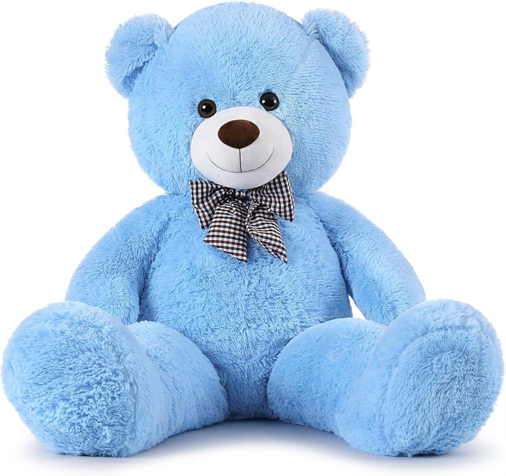 Bow Tie Giant Teddy Bear 4 Feet, 47inch Stuffed Animal Big Teddy Bear Plush, Classic Girlfriend Boyfriend Gift on Birthday, Blue