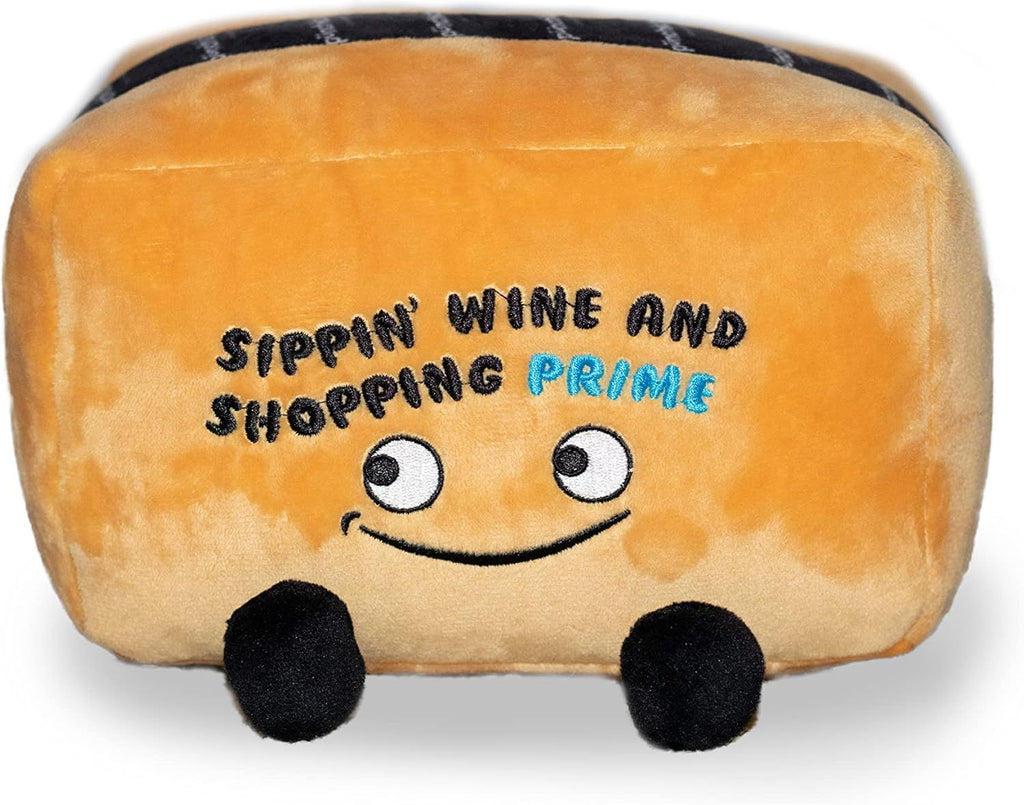 Box Plushie - Sippin' Wine & Shopping Prime! Funny Box Plush
