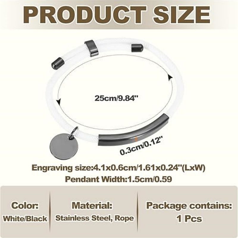 Braided Adjustable Stainless Steel Bracelets, Personalized Handmade Braided Rope Wrap Stainless Steel Engravable Bracelets with Bag for Mens Womens