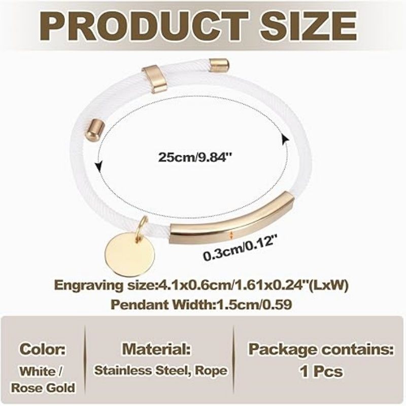 Braided Adjustable Stainless Steel Bracelets, Personalized Handmade Braided Rope Wrap Stainless Steel Engravable Bracelets with Bag for Mens Womens