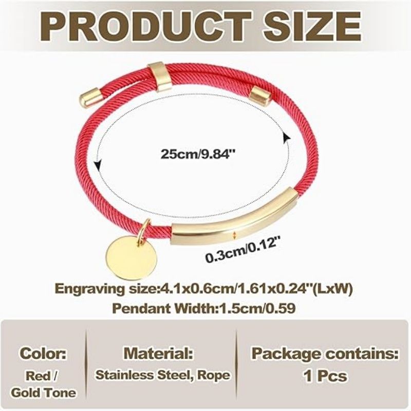 Braided Adjustable Stainless Steel Bracelets, Personalized Handmade Braided Rope Wrap Stainless Steel Engravable Bracelets with Bag for Mens Womens