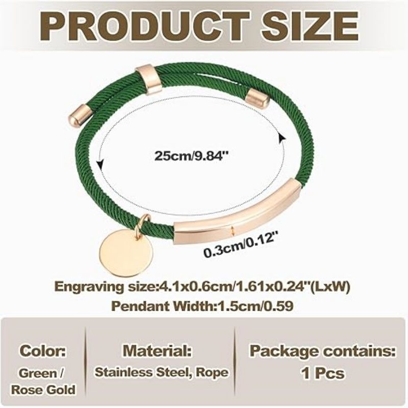 Braided Adjustable Stainless Steel Bracelets, Personalized Handmade Braided Rope Wrap Stainless Steel Engravable Bracelets with Bag for Mens Womens