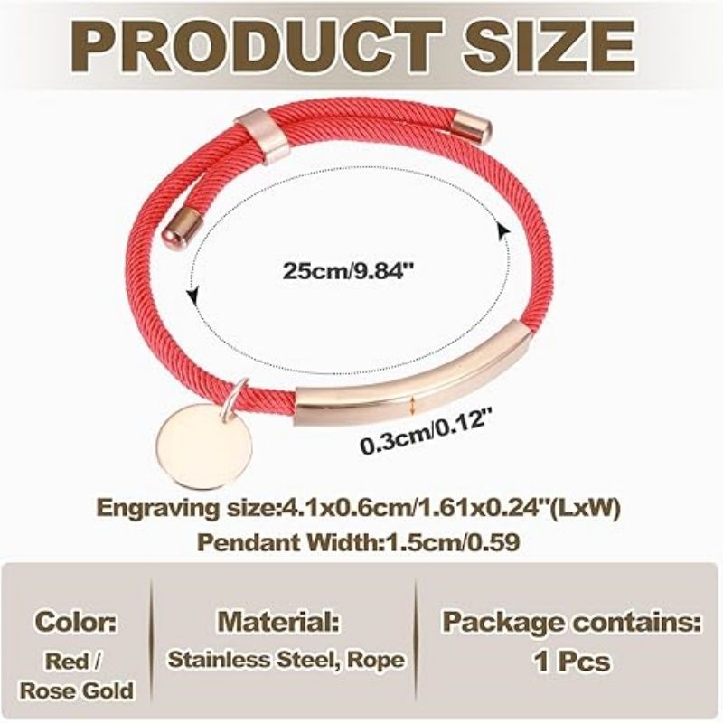 Braided Adjustable Stainless Steel Bracelets, Personalized Handmade Braided Rope Wrap Stainless Steel Engravable Bracelets with Bag for Mens Womens