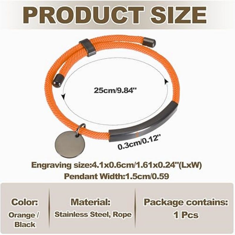 Braided Adjustable Stainless Steel Bracelets, Personalized Handmade Braided Rope Wrap Stainless Steel Engravable Bracelets with Bag for Mens Womens