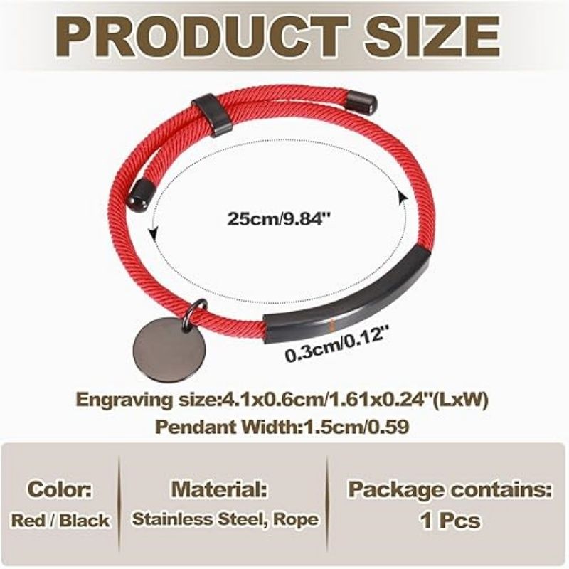 Braided Adjustable Stainless Steel Bracelets, Personalized Handmade Braided Rope Wrap Stainless Steel Engravable Bracelets with Bag for Mens Womens
