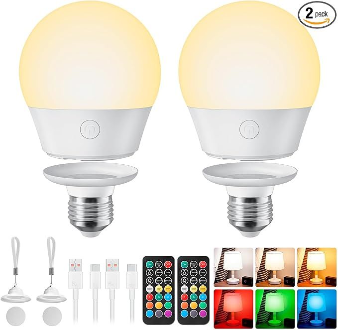 Brightown E26 Rechargeable Light Bulb with Remote and Timer