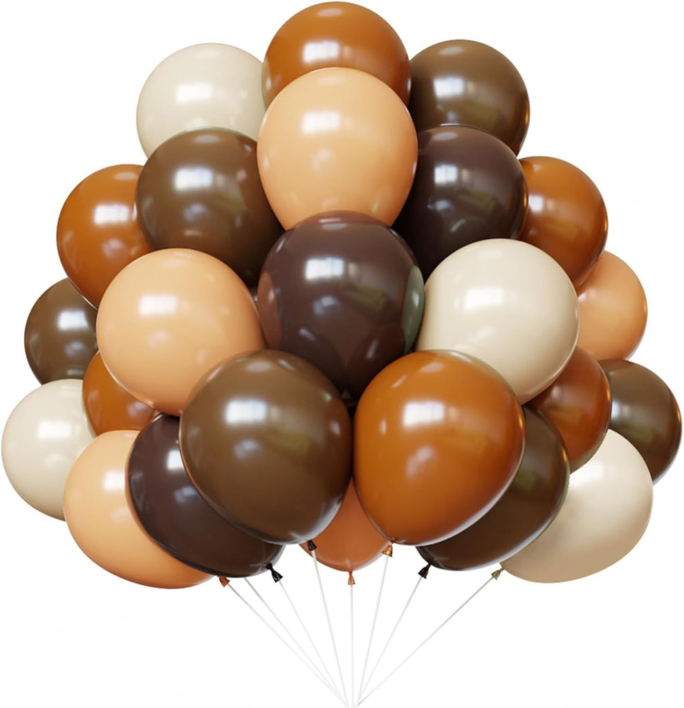 Brown Balloons, 67pcs Neutral Balloon Set, Dark Brown and Sand White Balloons, Tan Cocoa Coffee Beige Nude Latex Balloon for Neutral Bear Baby Shower Birthday Bridal Shower Party Decorations