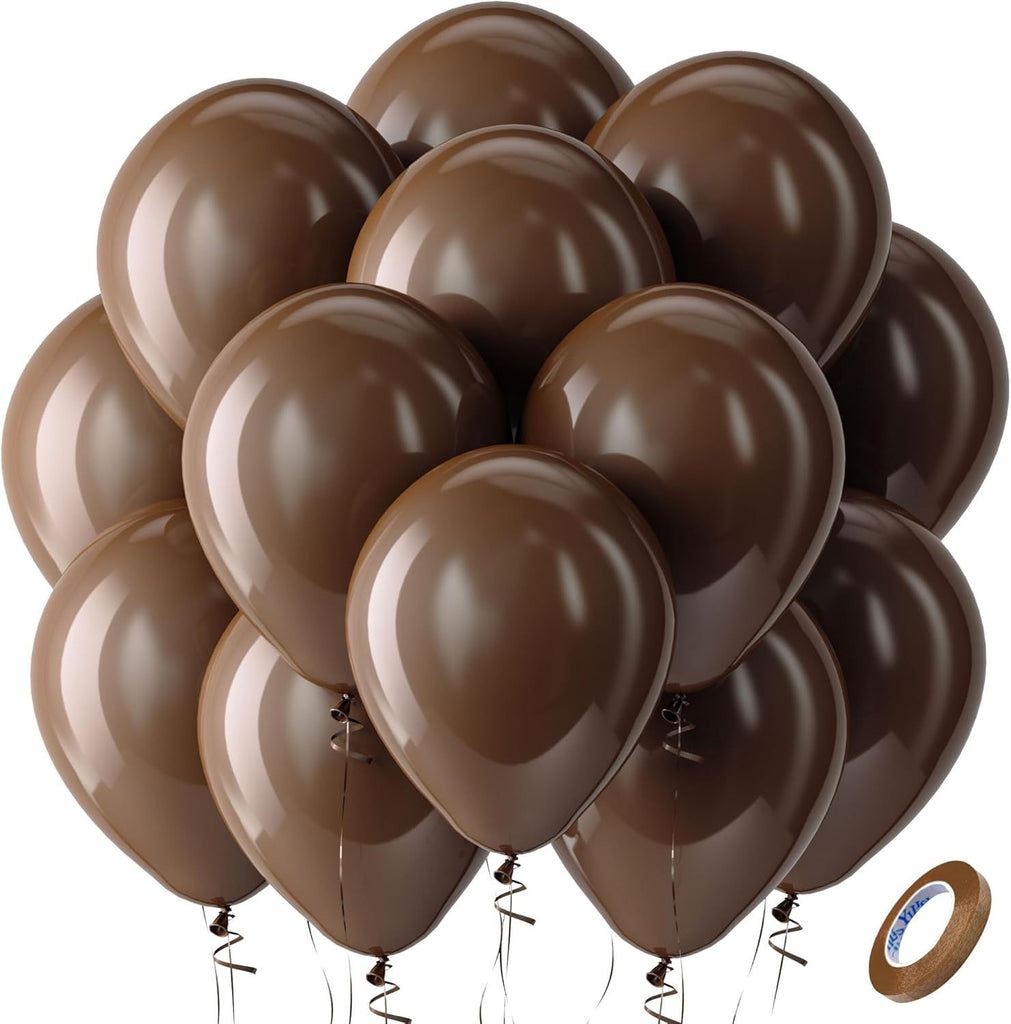 Brown Balloons Latex Party Balloons - 100 Pack 12 inch Round Helium Dark Brown Balloons for Thanksgiving Birthday Bridal Shower Wedding Graduation Party Decorations