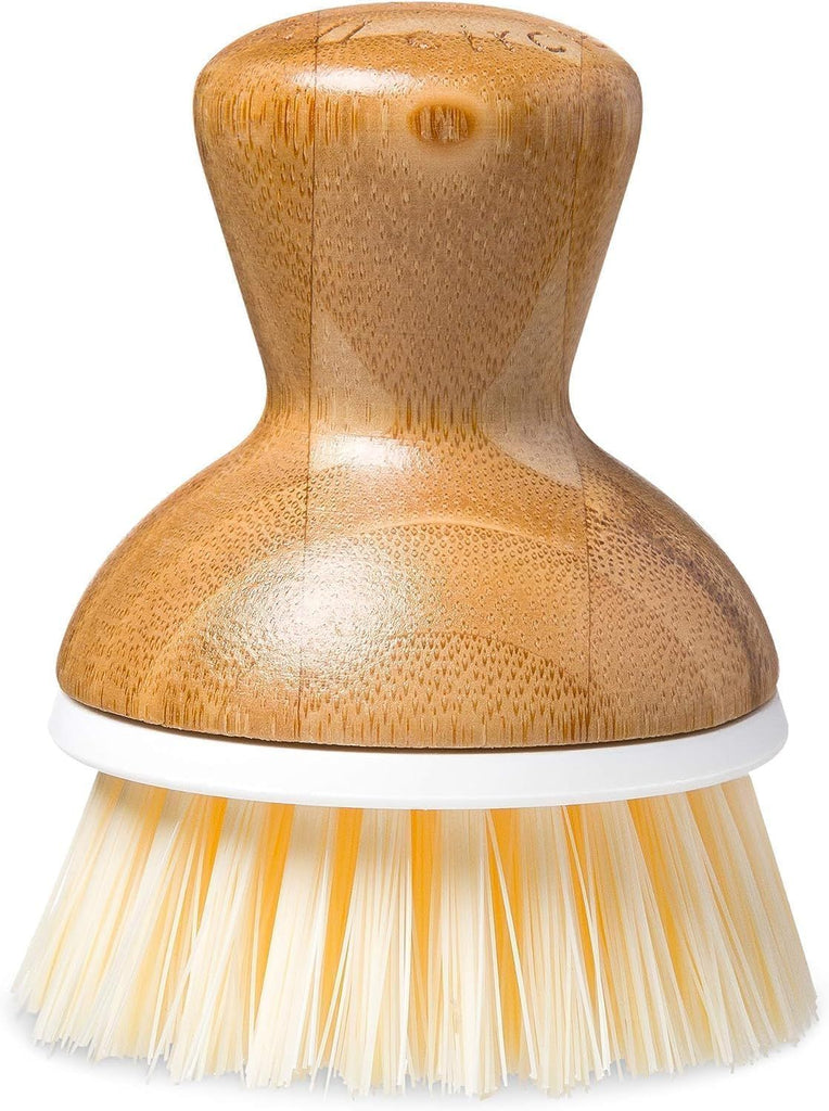 Bubble Up Bamboo Dish Brush–Family Safe, Formaldehyde-Free– Ergonomic Palm Scrubber with Handle for Kitchen Cleaning, Dish Scrub Brush for Nonstick, Cast Iron & Sink,White