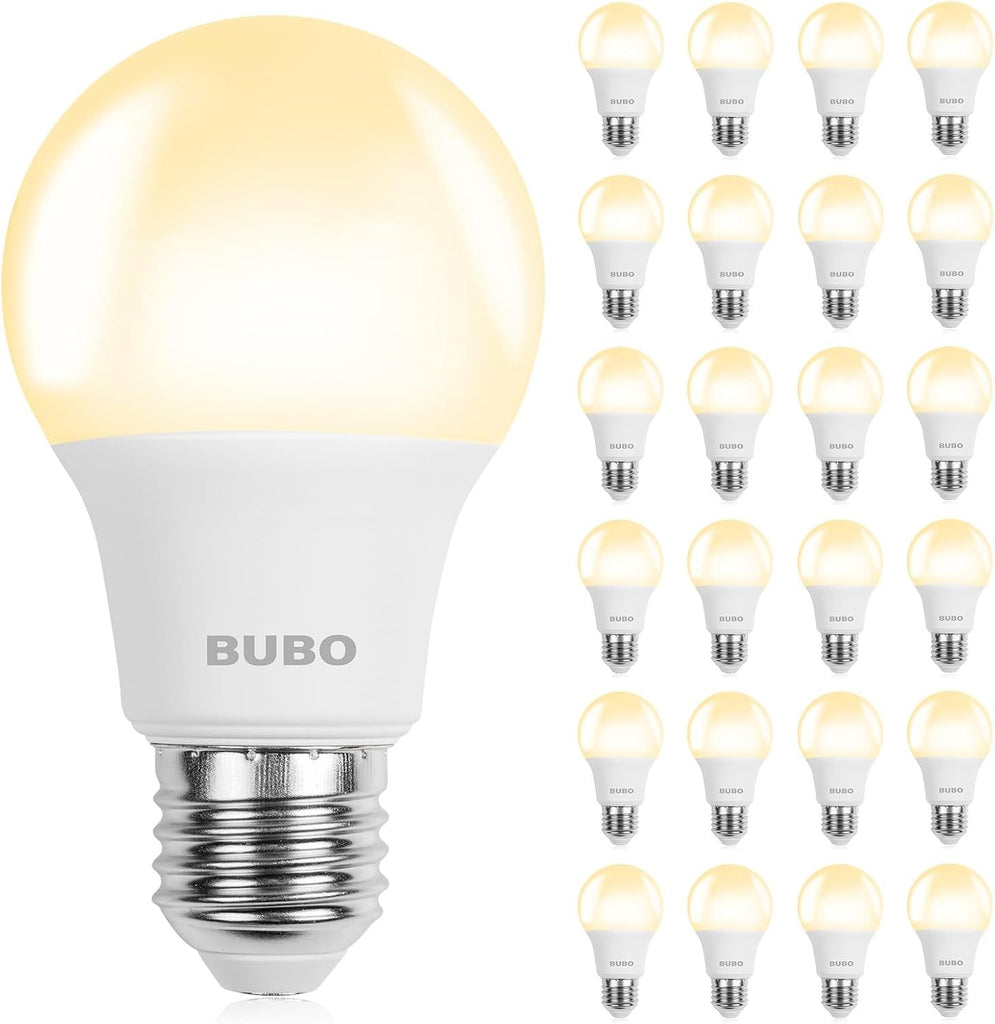 BUBO A19 LED Light Bulbs, 40 Watt Equivalent LED Bulbs, Soft White 2700K, 550 Lumens, E26 Standard Base, Non-Dimmable, 5W Soft White LED Bulbs for Bedroom Living Room Home Office, 24 Pack