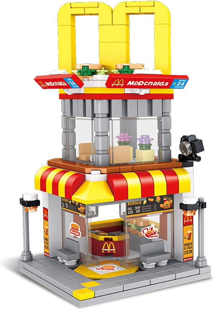 Building Blocks City Street View Building Toy 3D Toy Blocks DIY Bricks Toys Building Set Unique Home Decor,  Birthday Gift for Boy/Girl, 244PCS (Burger Shop)