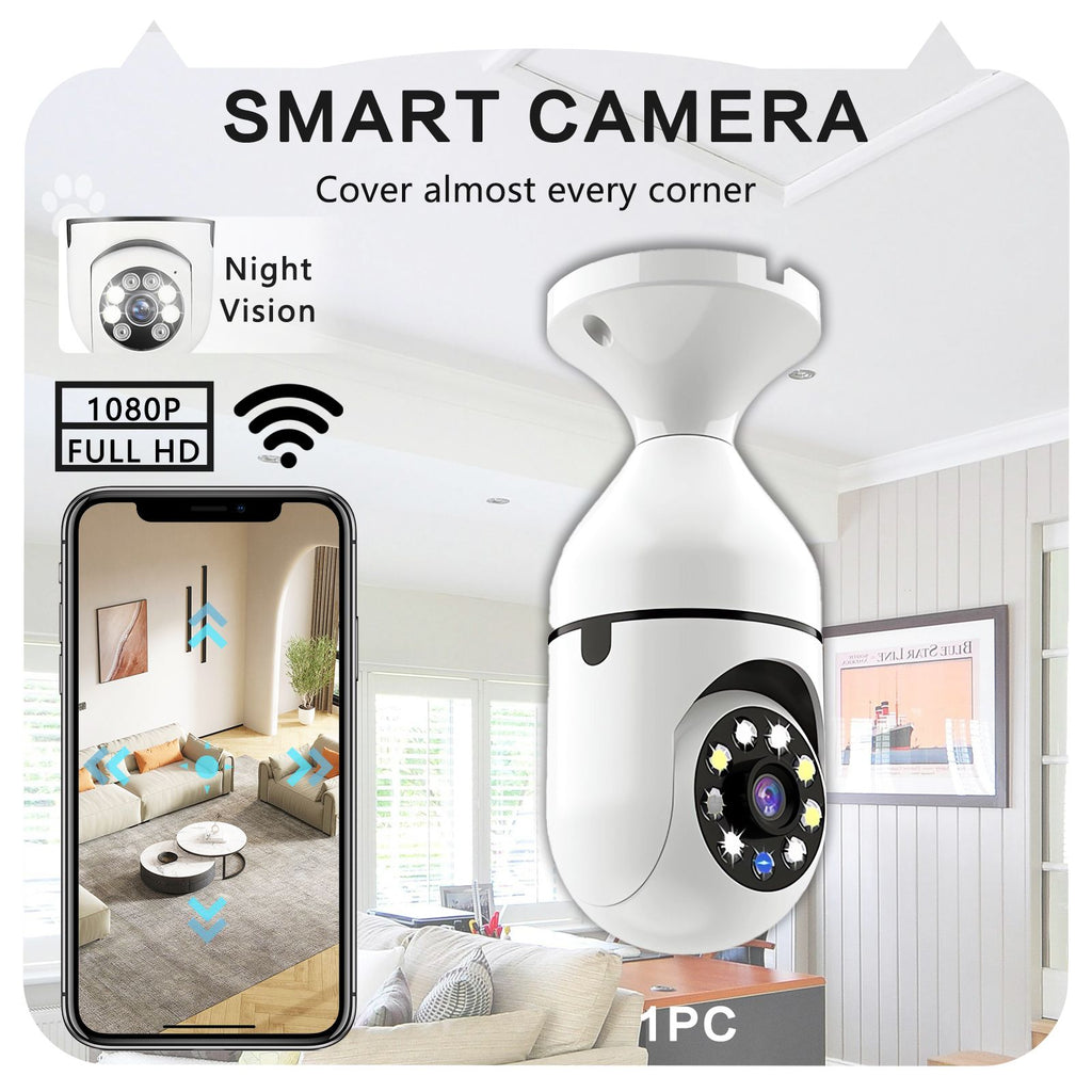 Bulb Security Camera, Outdoor, 2-Pack, HD Wireless, 360° Panoramic View, Motion Detection & Alarm, 2-Way Audio, Night Vision
