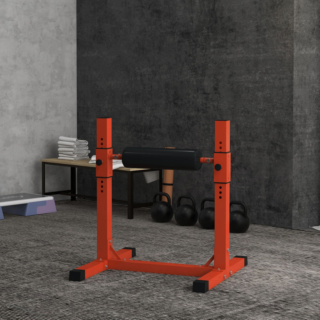 Bulgarian Split Squat Stand, Single Leg Squat Stand, 12-Level Adjustable Squat Roller for Lower Body Strength Training, Red