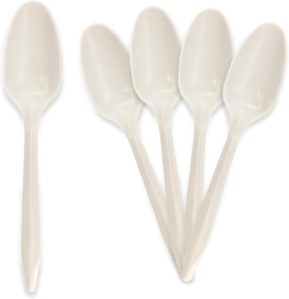 Bulk Plastic Spoons 1000 Count Disposable Medium Weight Sturdy Cutlery for Parties and Catering (Teaspoons Teaspoons White)