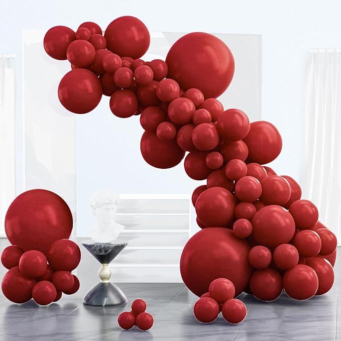 Burgundy Balloons, 85 pcs Wine Red Balloons Different Sizes Pack of 18 Inch 12 Inch 10 Inch 5 Inch Maroon Balloons for Balloon Garland or Balloon Arch as Birthday Party Decorations, Red-Y62