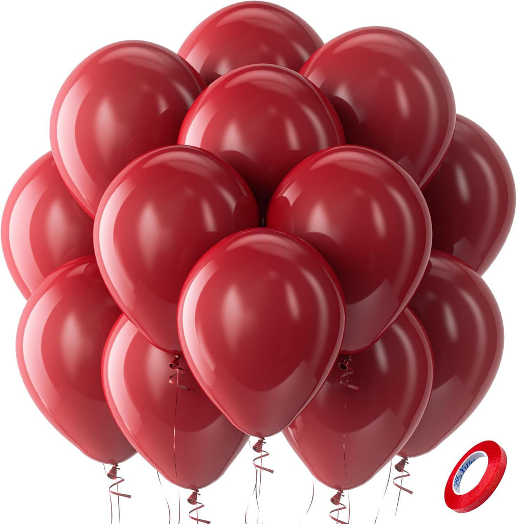 Burgundy Balloons Latex Party Balloons - 100 Pack 12 inch Round Helium Dark Ruby Retro Wine Red Maroon Balloons for Thanksgiving New Years Casino Themed Cherry Party Decorations