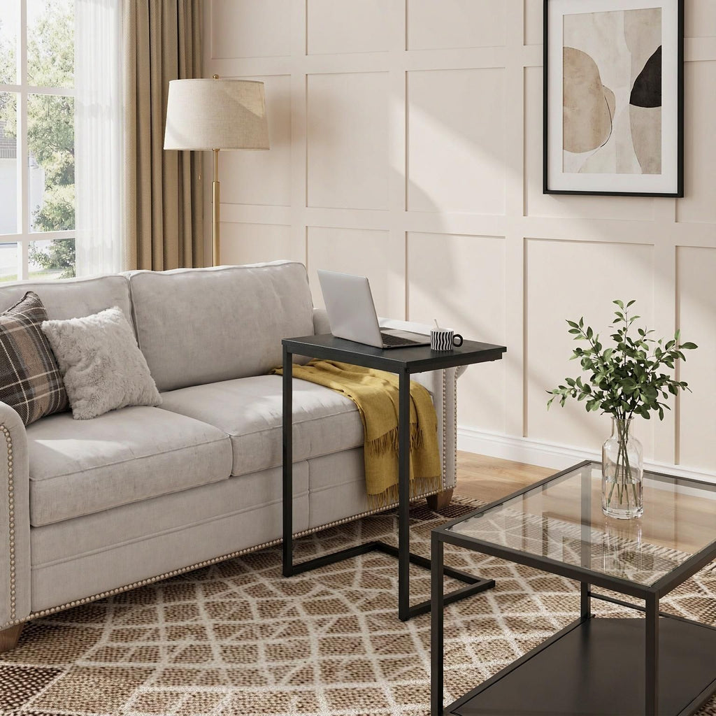 C-Shaped Side Table Sofa Snack End Table Metal Frame Living Room Ottoman Coffee Table Bedroom Reading Lamp Desk