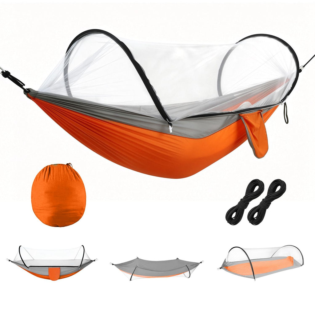 Camping Hammock with Mosquito Net 3-in-1 Portable Hammock Tent with BuiltIn Mosquito Net Dual-Way Zippers 440lbs Capacity Attached Storage Pocket for Outdoor Travel Camping Hiking Backpacking