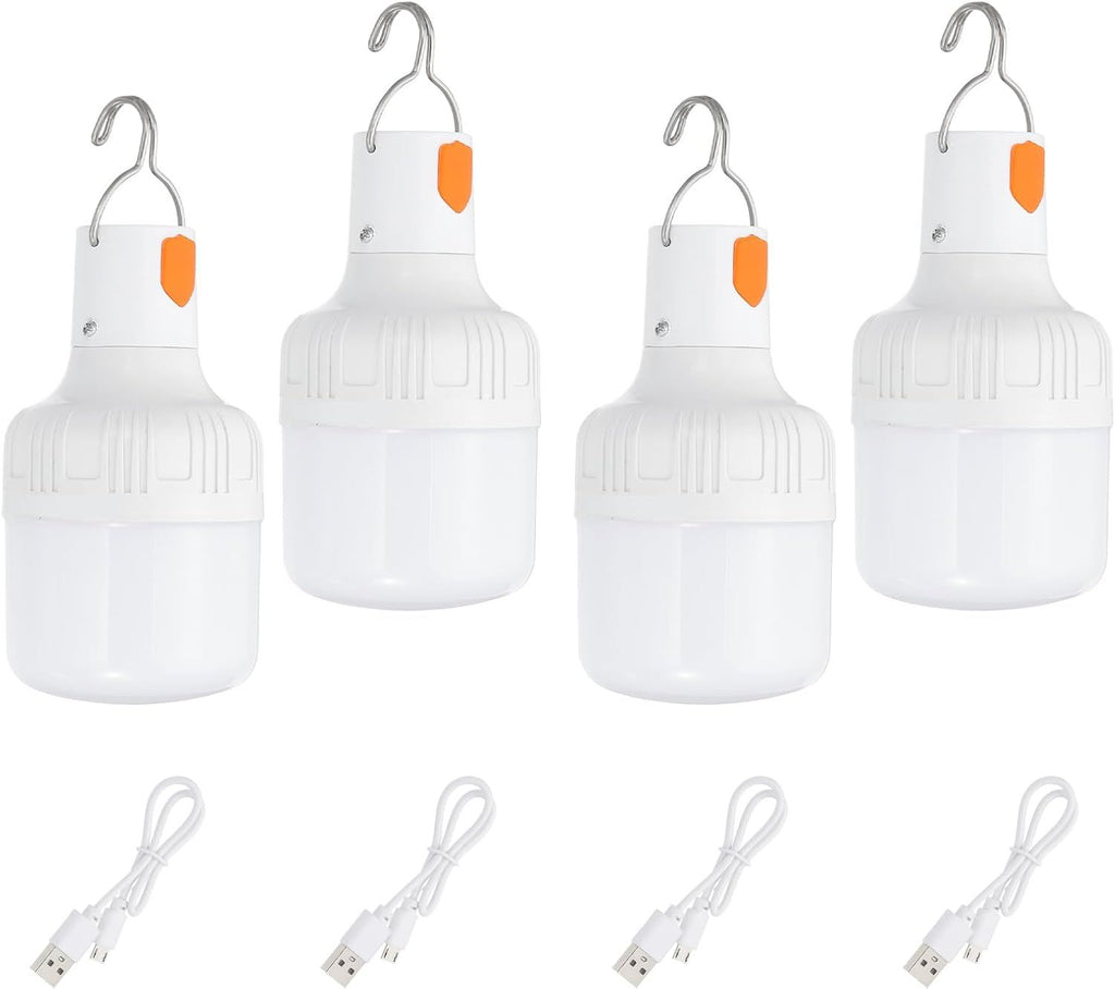 Camping Lantern, 2 Pack Rechargeable LED Tent Lamp Lights Bulb Portable Hanging 3 Lighting Modes 90W with Clip Hook for Camping, Hiking, Fishing, White