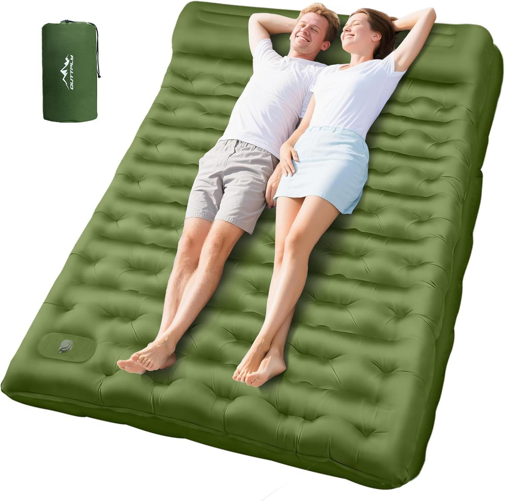 Camping Sleeping Pad, Ultralight Camping Mat with Pillow Built-in Foot Pump, 4" Thick Inflatable Sleeping Mat Compact for Backpacking, Hiking, Car Traveling, Camp Tent