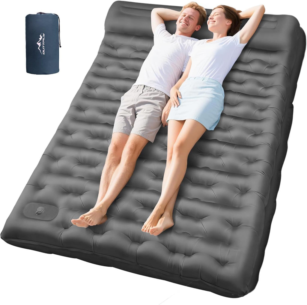 Camping Sleeping Pad, Ultralight Camping Mat with Pillow Built-in Foot Pump, 4" Thick Inflatable Sleeping Mat Compact for Backpacking, Hiking, Car Traveling, Camp Tent