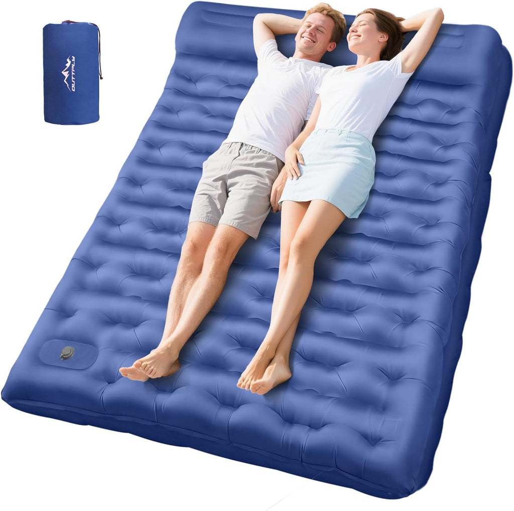 Camping Sleeping Pad, Ultralight Camping Mat with Pillow Built-in Foot Pump, 4" Thick Inflatable Sleeping Mat Compact for Backpacking, Hiking, Car Traveling, Camp Tent